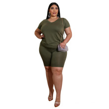 Top Quality 2 Piece Workout Set Plus Size Wholesale Women Clothing Short Sleeves Casual 2 Piece Women Outfit Two Pieces Set